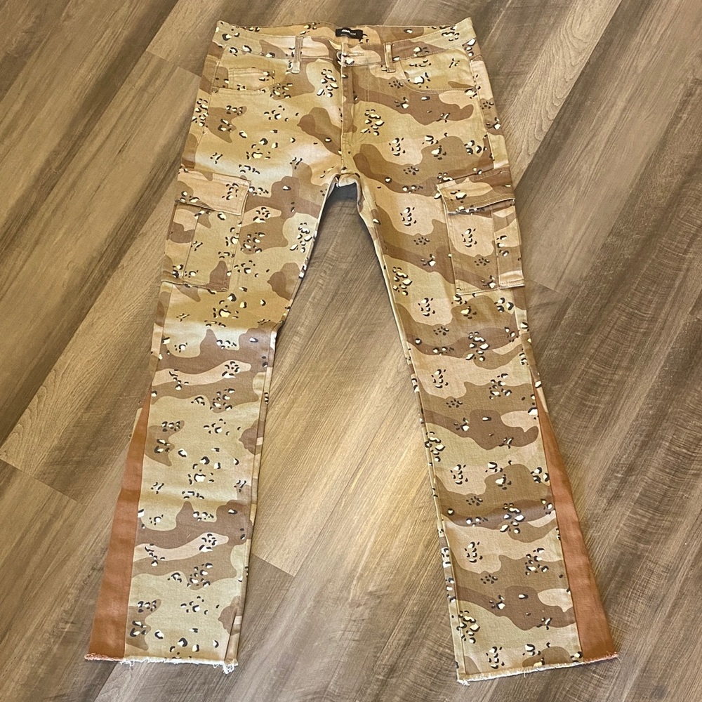Men's Camouflage Cargo Flare Jeans by Fashion Nova
